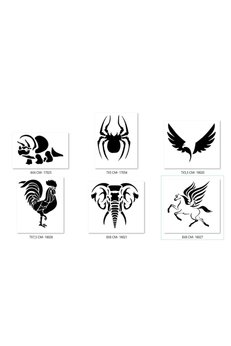 Airbrush Tattoo Dinazor Horoz Geçici Dövme Şablonu Seti Sadece Desen