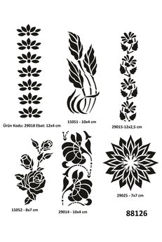 Airbrush Tattoo Çiçek Desenleri 6 Adet Geçici Dövme Kalıbı Spreysiz Sadece Şablon