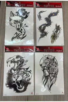 Airbrush Tattoo Büyük Boy Yapıştırma Dövme Geçici Dövme Seti 4 Adet Birden Model 25