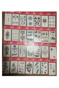 Airbrush Tattoo 30 Adet Birden Minimal Yapıştırma Geçici Dövme Seti Seri9