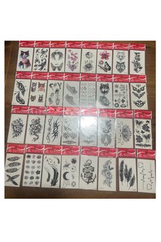 Airbrush Tattoo 30 Adet Birden Minimal Yapıştırma Geçici Dövme Seti Seri11