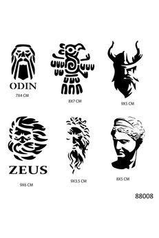 Airbrush Tattoo Mitolojik İnançlar Geçici Dövme Şablonu Seti Sadece Desen
