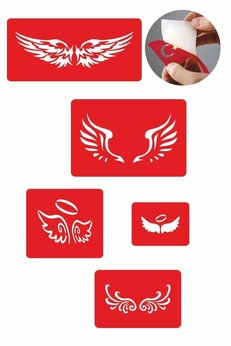 Airbrush Tattoo Özgür Kanatlar 5 Adet Geçici Dövme Kına Şablonu
