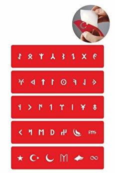 Ai̇rbrush Tattoo Göktürkçe Harf Bantı 5 Adet Geçi̇ci̇ Dövme Kına Şablonu