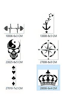 Ai̇rbrush Tattoo Pusula Taç Geçi̇ci̇ Dövme Şablonu Seti̇ Sadece Desen