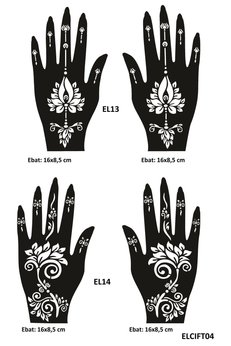 Airbrush Tattoo Lotus Desenler 4 Adet 2 Çift El Kına Kına Kalıpları Sadece Kalıp Seti