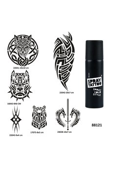 Airbrush Tattoo Tribal Serisi Spray Tattoo Geçici Dövme Yapma Seti Dark Siyah