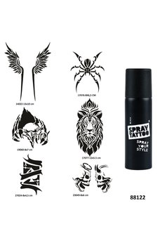 Airbrush Tattoo Hırçın Tasarımlar Spray Tattoo Geçici Dövme Yapma Seti Dark Siyah