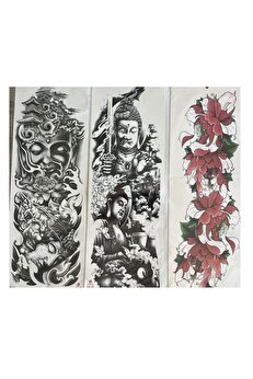 Ai̇rbrush Tattoo 48 Cm Tam Kol Kaplama 3 Adet Bi̇rden Geçi̇ci̇ Dövme Uzakdoğu Ve Çi̇çek