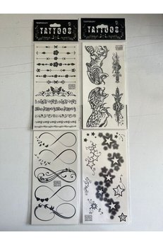 Airbrush Tattoo Sonsuz Yıldız 4 Adet Birden Yapıştırma Geçici Dövme