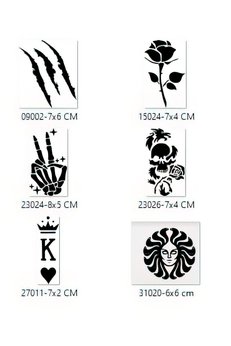 Airbrush Tattoo İskelet Zafer Geçici Dövme Şablonu Seti Sadece Desen