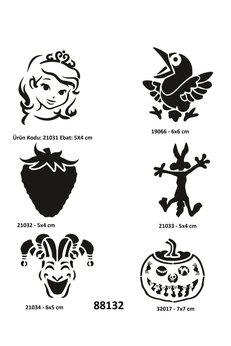 Airbrush Tattoo Çocuksu Semboller 6 Adet Geçici Dövme Kalıbı Spreysiz Sadece Şablon