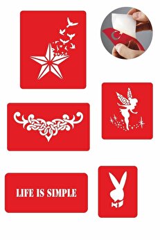 Ai̇rbrush Tattoo Hayat Basi̇tti̇r 5 Adet Geçi̇ci̇ Dövme Kına Şablonu