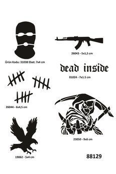 Airbrush Tattoo Hırçın Semboller 6 Adet Geçici Dövme Kalıbı Spreysiz Sadece Şablon