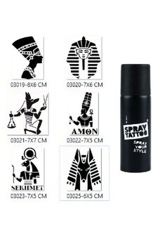 Airbrush Tattoo Antik Mısır Tanrıları Sprey Dövme İle Geçici Dövme Yapma Seti Siyah Spray Tattoo