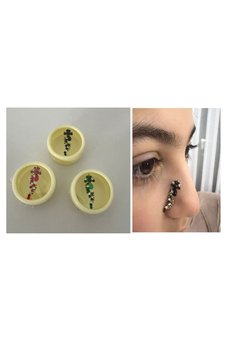 Airbrush Tattoo Yapışkanlı Yüz Taşı Face Gems 3 Adet Birden Burun Parmak Hızma Modeli 1