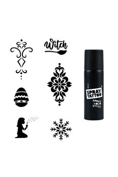 Airbrush Tattoo Mandala Ve Kar Tanesi Spray Tattoo Geçici Dövme Seti Dark Siyah Sprey