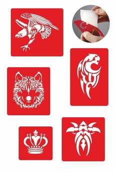 Ai̇rbrush Tattoo Yalnız Kurt 5 Adet Geçi̇ci̇ Dövme Kına Şablonu