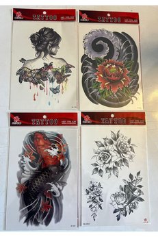 Airbrush Tattoo Büyük Boy Yapıştırma Dövme Geçici Dövme Seti 4 Adet Birden Model 6