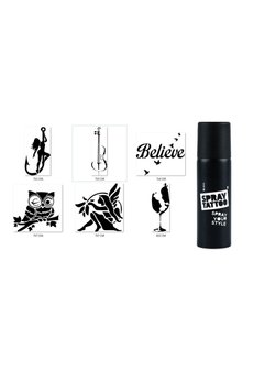 Airbrush Tattoo Aşkın Büyüsü Spray Tattoo Geçici Dövme Yapma Seti Siyah Sprey Dövme