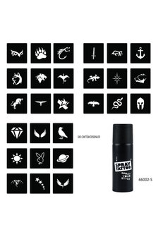 Airbrush Tattoo Minimal 27 Desen Ve Spray Tattoo Geçici Sprey Dövme Seti