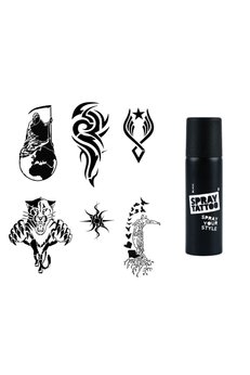 Airbrush Tattoo Tribal Felsefik Spray Tattoo Geçici Dövme Seti Dark Siyah Sprey