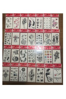 Airbrush Tattoo 30 Adet Birden Minimal Yapıştırma Geçici Dövme Seti Seri10
