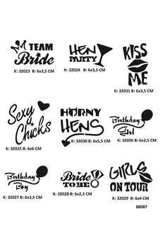 Airbrush Tattoo Parti Ve Bekarlığa Veda Geçici Dövme Stencil Seti Spreysiz