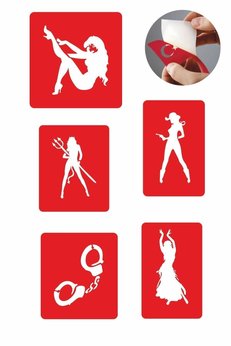 Airbrush Tattoo Kızlar Partisi 5 Adet Geçici Dövme Kına Şablonu