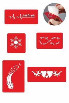 Airbrush Tattoo Hayat Yaşamaktır 5 Adet Geçici Dövme Kına Şablonu