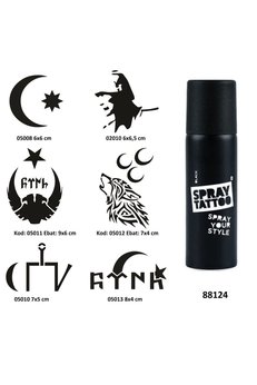 Airbrush Tattoo Milli Semboller Spray Tattoo Geçici Dövme Yapma Seti Dark Siyah