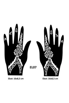 Airbrush Tattoo Zarif Çiçekler El Üstü 2 Adet Kına Kalıbı Kınasız Sadece Desen