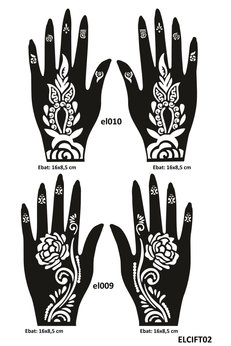 Airbrush Tattoo Güllü Desenler 4 Adet 2 Çift El Kına Kına Kalıpları Sadece Kalıp Seti