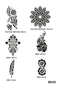 Airbrush Tattoo Kadın Sembolleri 6 Adet Geçici Dövme Kalıbı Spreysiz Sadece Şablon