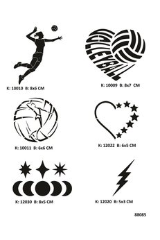 Airbrush Tattoo Voleybol Aşkı Geçici Dövme Stencil Seti Spreysiz