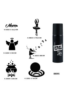 Airbrush Tattoo Hayal Gücü Modelleri Spray Tattoo Geçici Dövme Seti Dark Siyah Sprey
