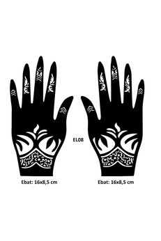 Airbrush Tattoo Tribal Yapraklar El Üstü 2 Adet Kına Kalıbı Kınasız Sadece Desen