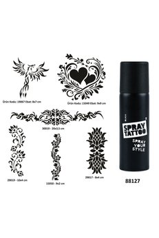 Airbrush Tattoo Kadın Bel Kol Sembolleri Spray Tattoo Geçici Dövme Yapma Seti Dark Siyah