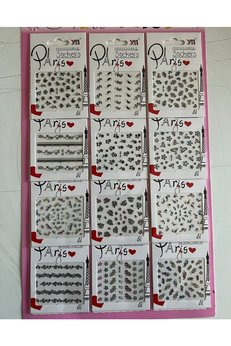 Airbrush Tattoo Nail Art Tırnak Süsü 12 Kartela Birden Mega Paket
