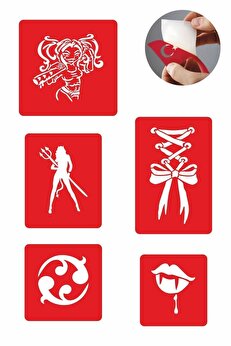 Ai̇rbrush Tattoo Güçlü Yaradılış 5 Adet Geçi̇ci̇ Dövme Kına Şablonu