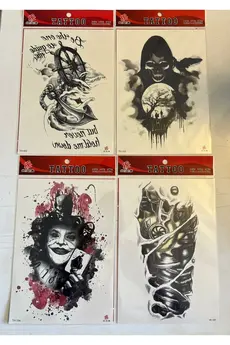 Airbrush Tattoo Büyük Boy Yapıştırma Dövme Geçici Dövme Seti 4 Adet Birden Model 15