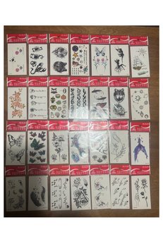 Airbrush Tattoo 30 Adet Birden Minimal Yapıştırma Geçici Dövme Seti Seri1