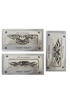 Ai̇rbrush Tattoo Taşlı Yapıştırma Dövme 3 Adet Bi̇rden Set13