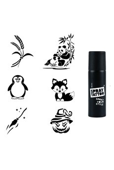 Airbrush Tattoo Anne Yavru Panda Spray Tattoo Geçici Dövme Seti Dark Siyah Sprey