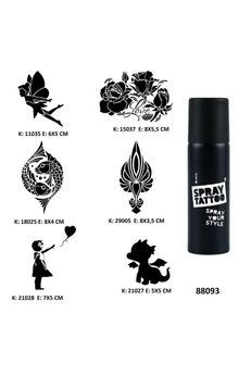 Airbrush Tattoo Sevimli Modeller Spray Tattoo Geçici Dövme Seti Dark Siyah Sprey
