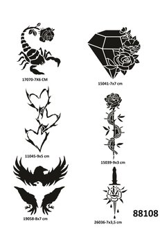 Airbrush Tattoo Akrep Elmas 6 Adet Geçici Dövme Şablonu Spreysiz Sadece Stencil