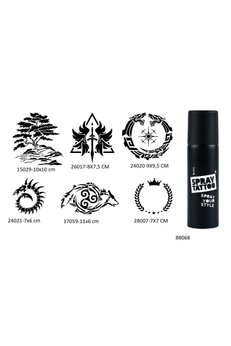 Airbrush Tattoo Hayat Ve Sonsuz Döngü 6 Adet Şablon Ve Siyah Sprey Geçici Dövme Seti