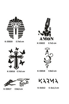 Airbrush Tattoo Farklı İnançlar Geçici Dövme Kalıpları Seti Spreysiz