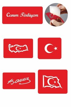 Airbrush Tattoo Canım Türkiyem 5 Adet Geçici Dövme Kına Şablonu