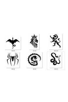 Ai̇rbrush Tattoo Kral Aslan Geçi̇ci̇ Dövme Şablonu Seti̇ Sadece Desen